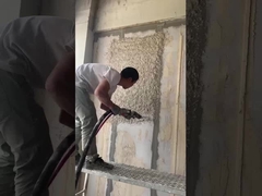 See the automatic wall plastering machine spraying effect